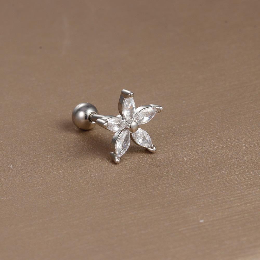 Heißer Verkauf Piercing Schmuck Edelstahl Ohrknochen Nägel Zirkon Kugel Schraube Kleine Ohrringe Damen Leichter Luxus Ohrringe