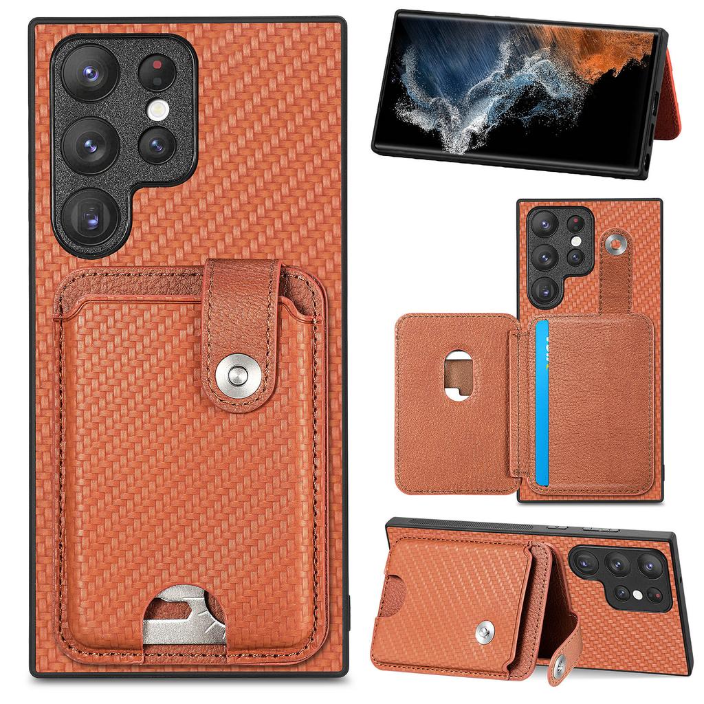 For Samsung Galaxy S25 Ultra Case Card Slots Kickstand Phone Back Cover with Card Tool
