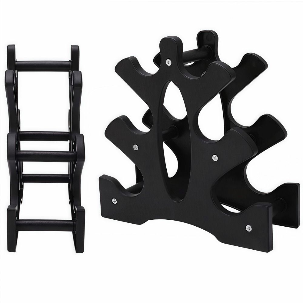 Practical 3 Tier Dumbbell Holder Compact Electroplating Dumbbell Storage Rack Double-sided 6 Grid Dumbbell Weight Rack Home Gym