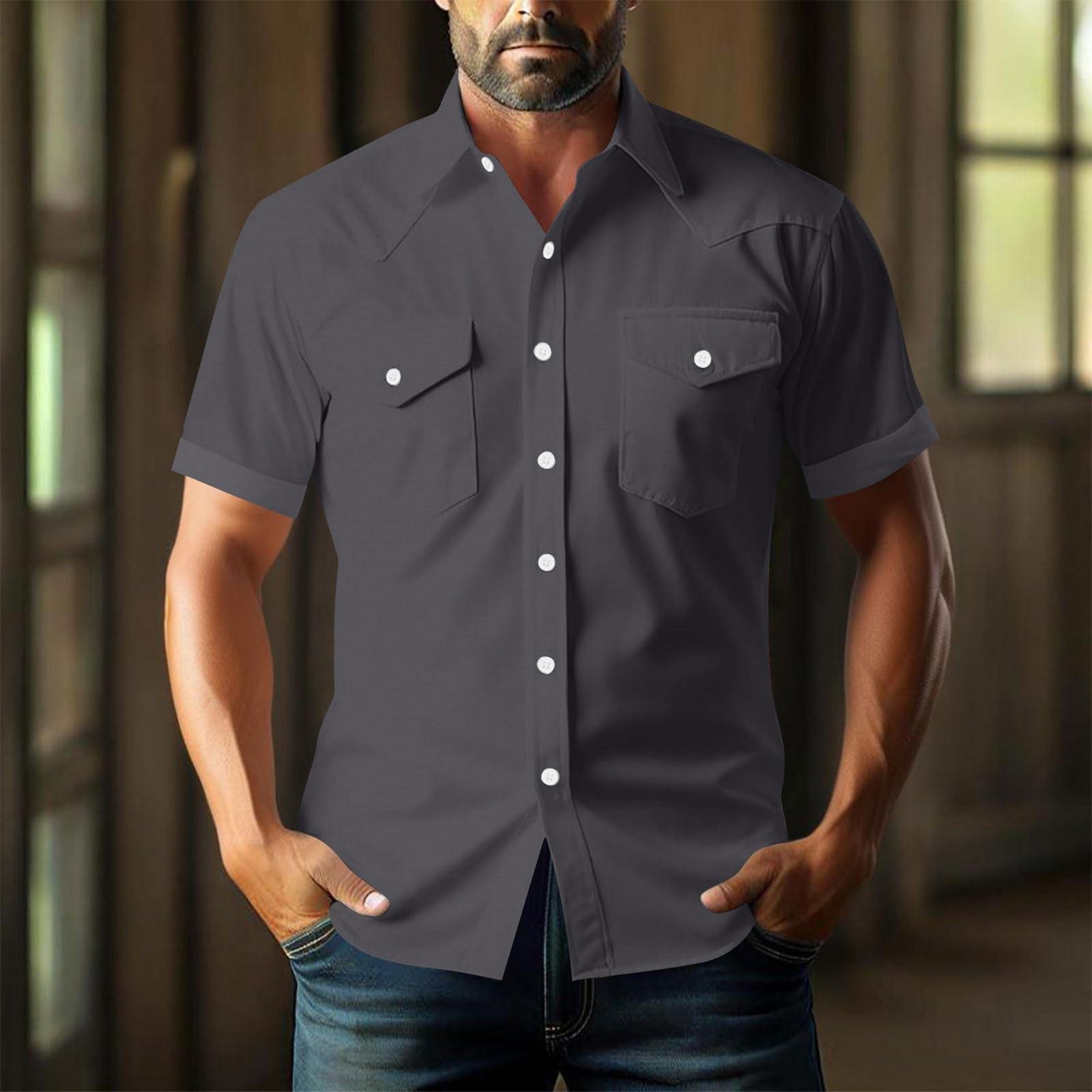 

Мужская свободная классическая рубашка с лацканами и несколькими карманами, промышленная рабочая рубашка-топ XXL