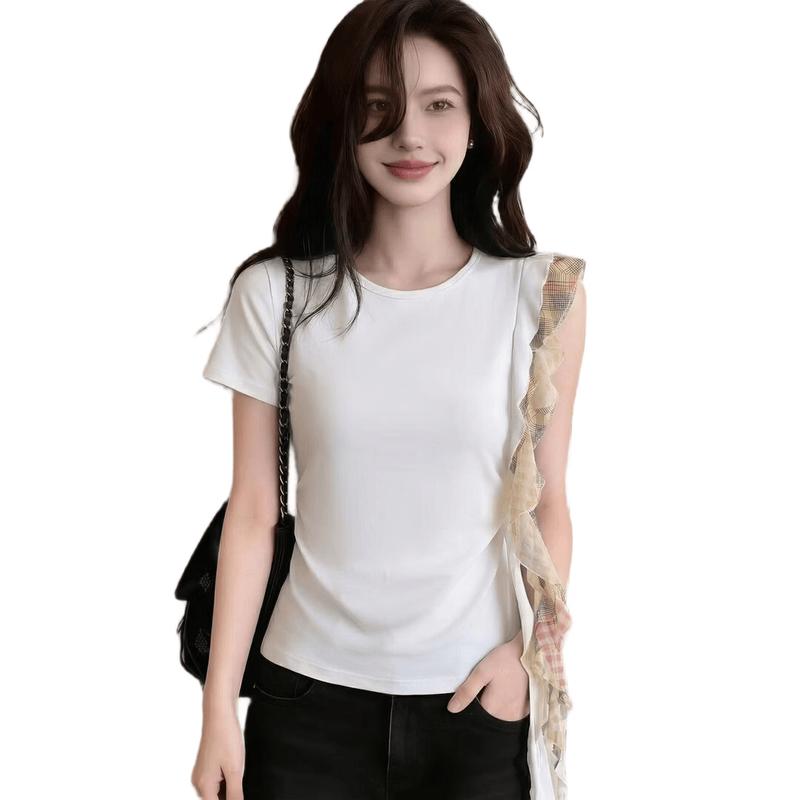La Chapelle Women's Ruffle Short Sleeve T-Shirt