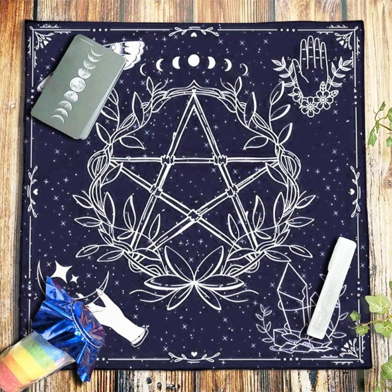 Tarots Tablecloth Rune Divinations Table Cover Astrology Oracles Board Game Mat Square Shape Pendulum Altar Table Cloth