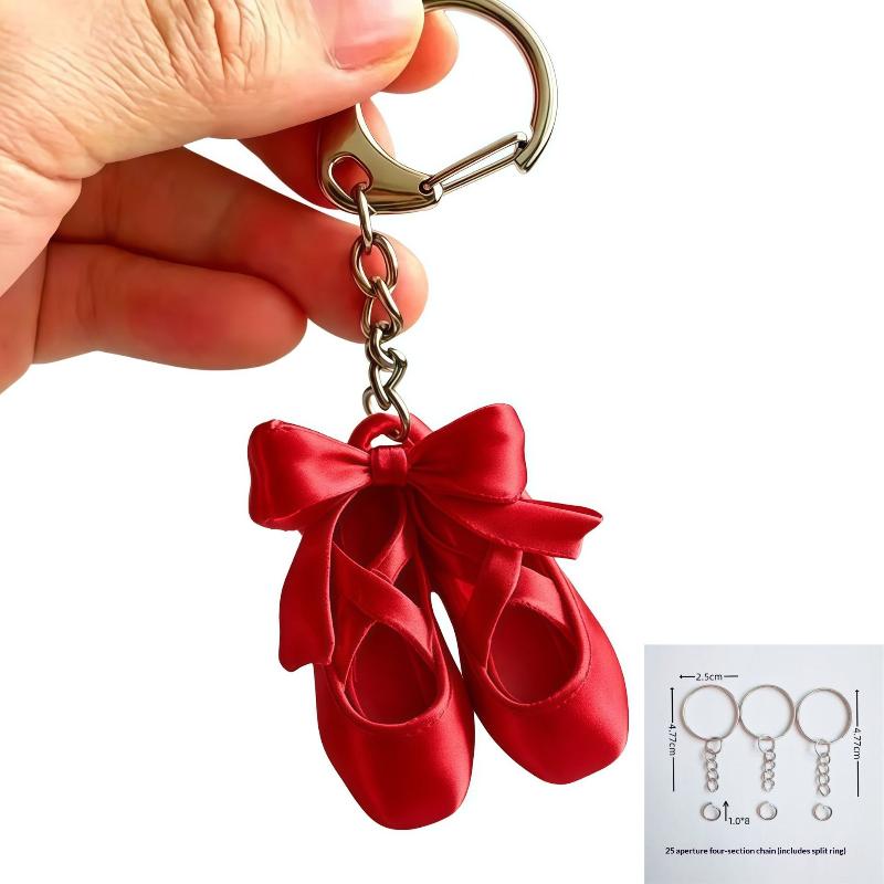 Ballet Shoes Bow Keychain Fashion Sweet Pendant 1Pcs Durable Key Ring Hanging Ornament for Girls Graduation Gift