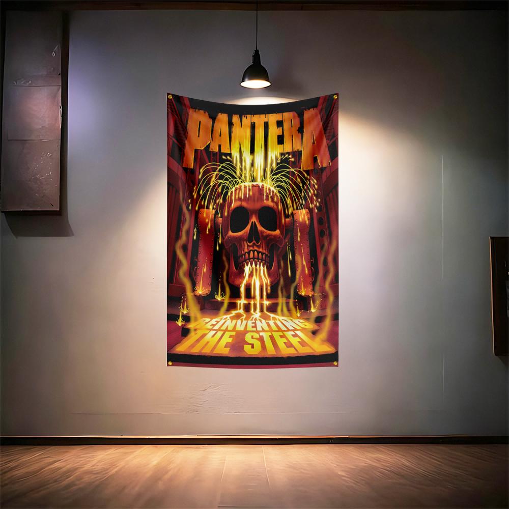 Rock Music Flag 3x5ft For Pantera Band Fans Banner Hd Print Brass Grommet Garage Bedroom Living Room Dorm Wall Decor Tapestry