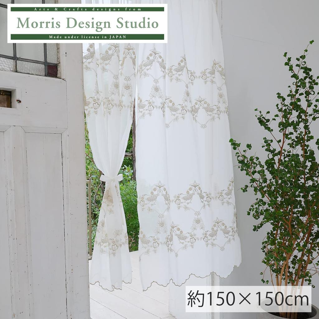 Morris Design Studio Style Strawberry Lace by Kawashima Selkon EW1702 Curtain, Thief, Beige, 150x150cm, Washable, Classic, Textiles,