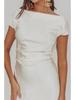 Elegant Satin One-Shoulder Fishtail Dress - Backless Slim Fit Design