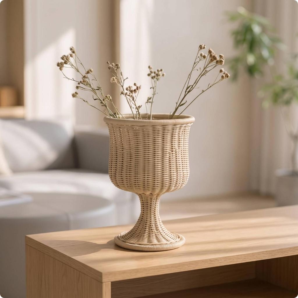 Wicker Vase Handmade Goblet Nordic for Home Decor, Minimalists