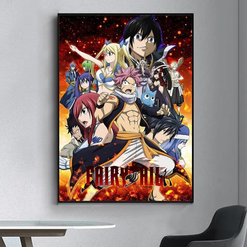 FAIRY TAIL Poster Ausgefallenes Poster Wandaufkleber Leinwandgemälde für Wohnzimmer Bar Vintage Dekorative Malerei