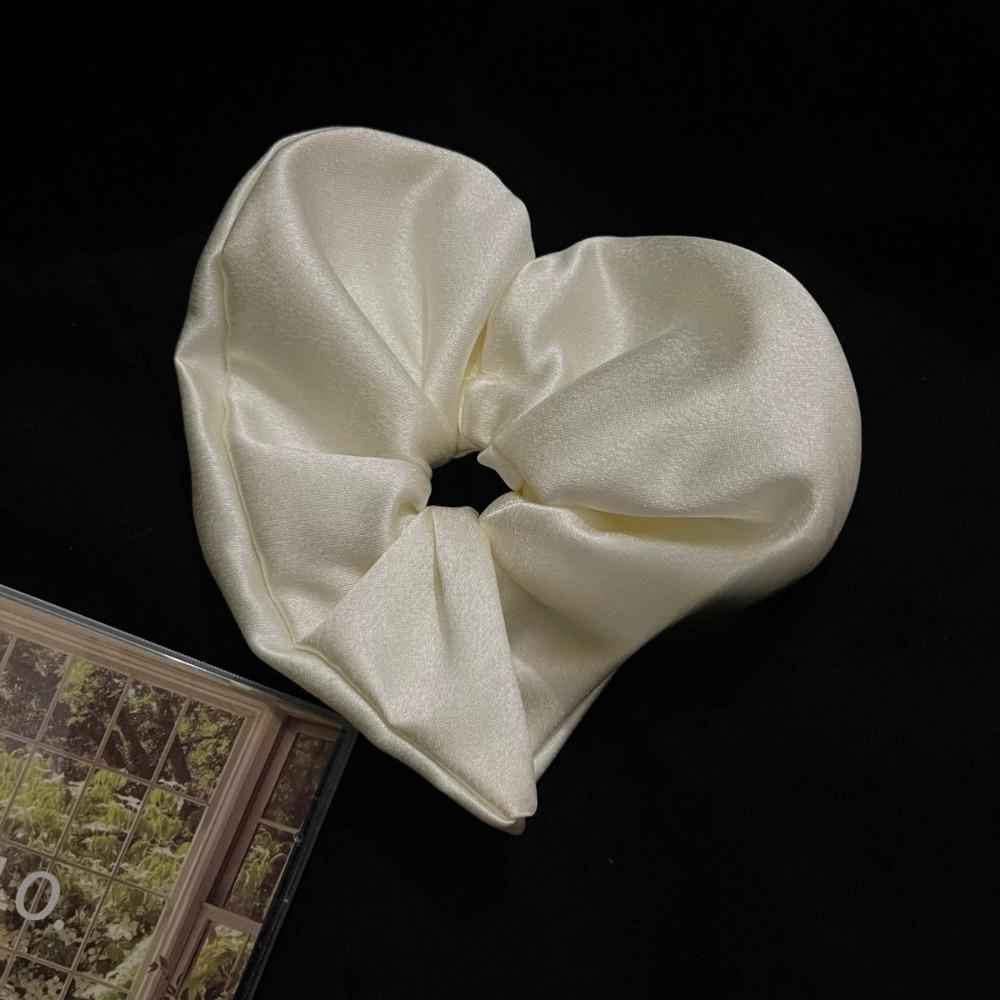 Red Satin Heart Shaped Hairband Head Circle Rubber Bands Low Ponytail Hair Accessories March 8 Gift Hair Bubble Ponytail Holders