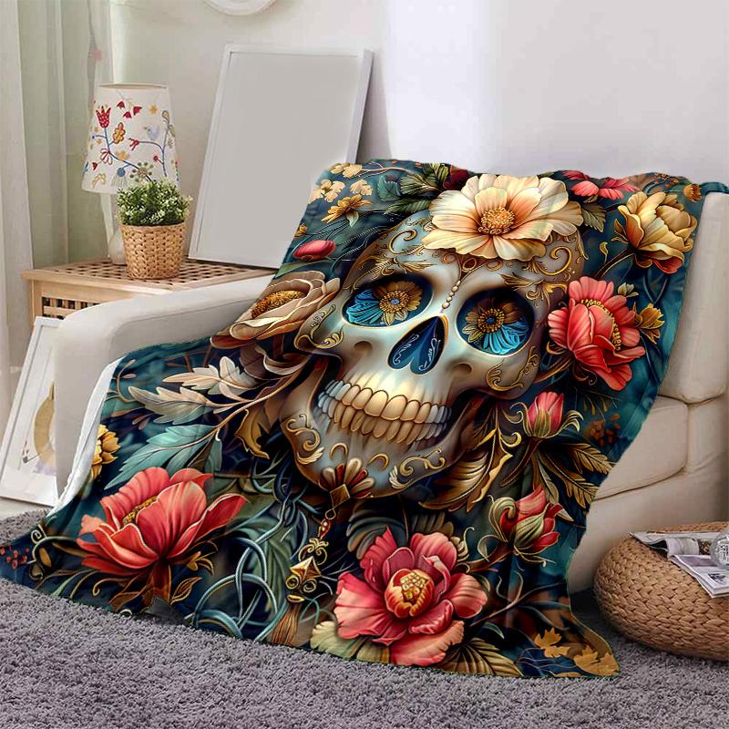 1pc Day of the Dead Design Theme Blanket Soft Throw for Home Decor, Perfect Gift for and , for All Seasons .K028