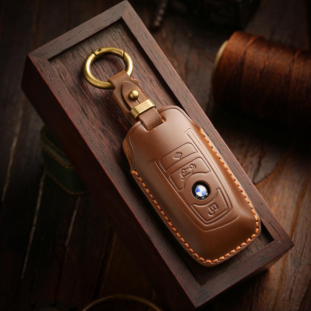 

[BMW] Car Key Cover Cowhide Handmade Suitable for X1 X2 X3 X4 X5 X6 X7 M5 3 Series 5 Series коричневий