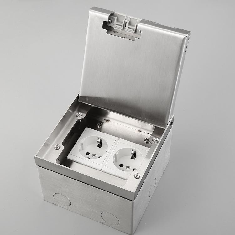 Stainless Steel Marble Style USB-C Floor Socket Box with Flip-top, Euro/German Standard