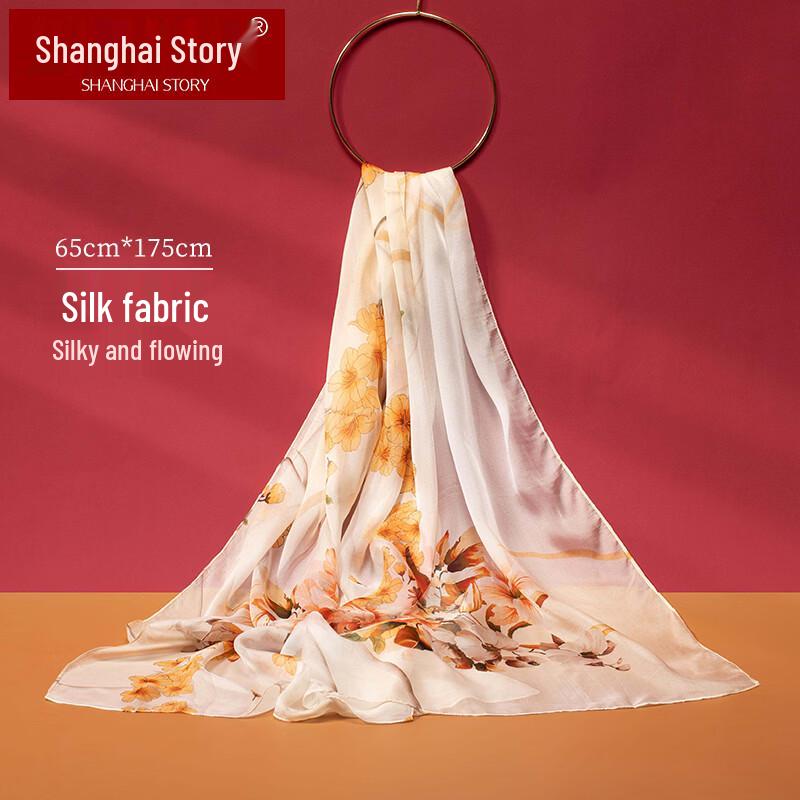 Shanghai Story Women's 100% Mulberry Silk Chiffon Scarf