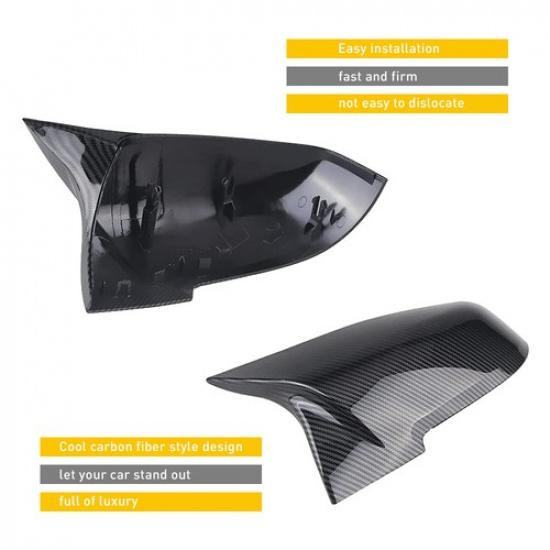 2x Side Cover Fiber Carbon Mirror Caps Fit BMW 3 Series 320i 328i F30 F31 F20