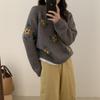Autumn/Winter Yellow Floral 3D Embroidered Pullover Sweater - Women’s Lazy Style Knitwear