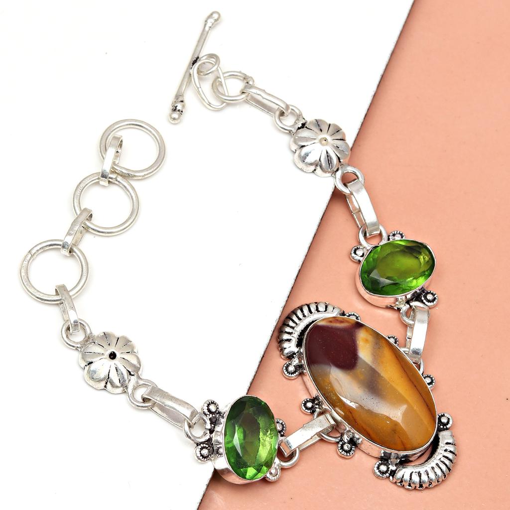 Wild Horse Jasper Gemstone Silver Jewelry Bracelet Jasper 11.00 CTW