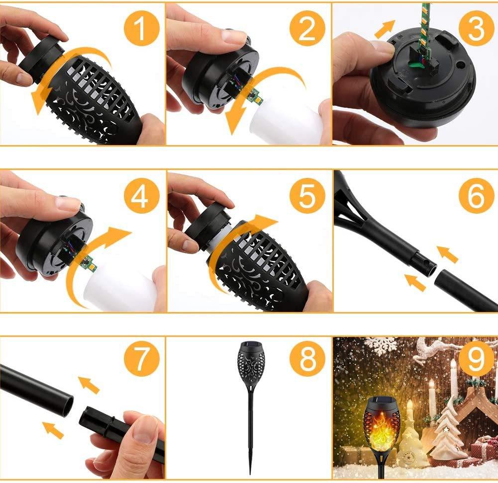 Cross-Border Solar Torch: 12 LED Flame Light, Outdoor Waterproof Decorative Ground Stake Light