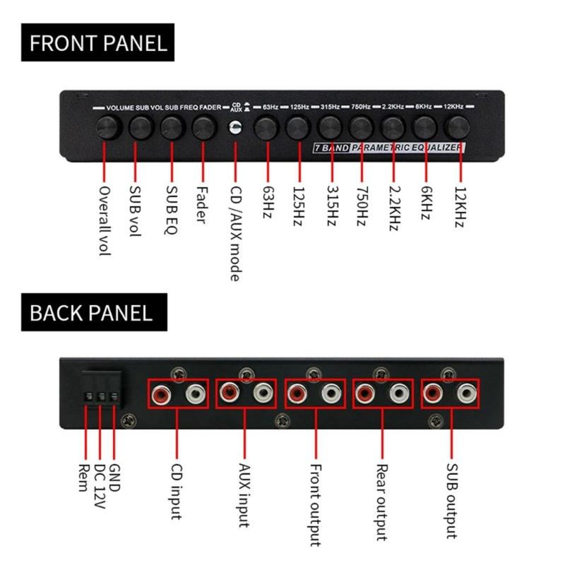 High Performances 7 Band Car Equalizer with Parametric Control and Subwoofer Output for Superior Stereo Sound Experience