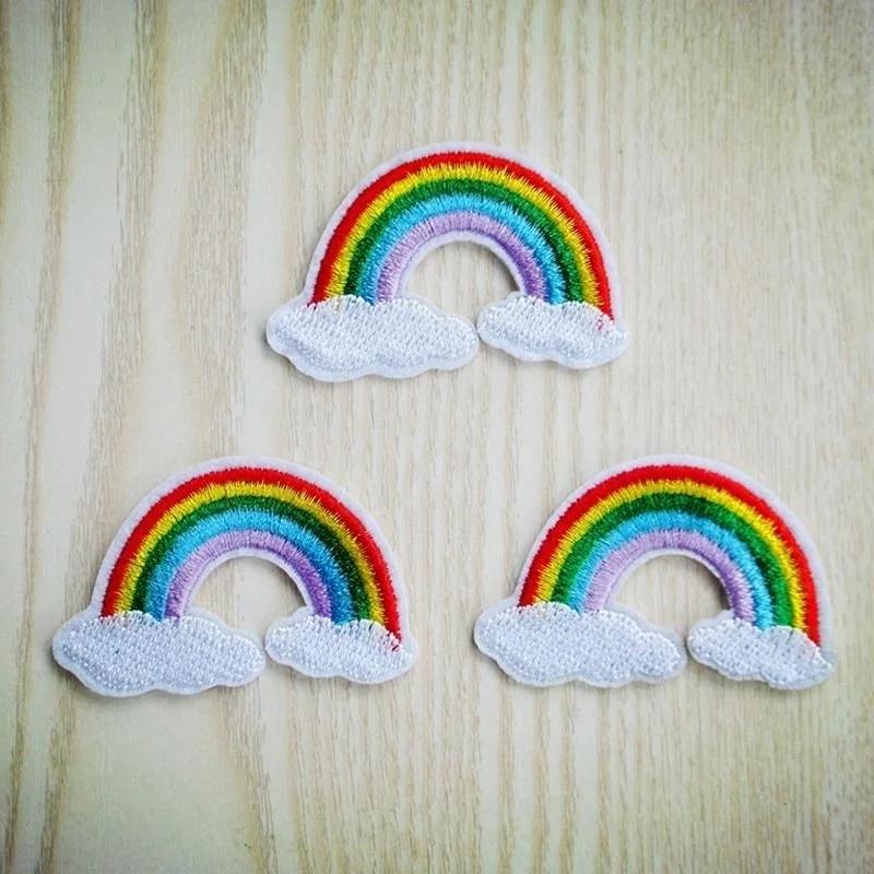 10 Stück Bestickter Aufbügler Kleidung Niedlich Regenbogen Kleidung DIY Motiv Applikation
