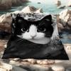 Cute Tuxedo Cat Blanket 2D Soft Cozy Flannel Throw Blanket For Bed Couch Sofa Camping Travel Warm Blanket For Cat Lovers Gift