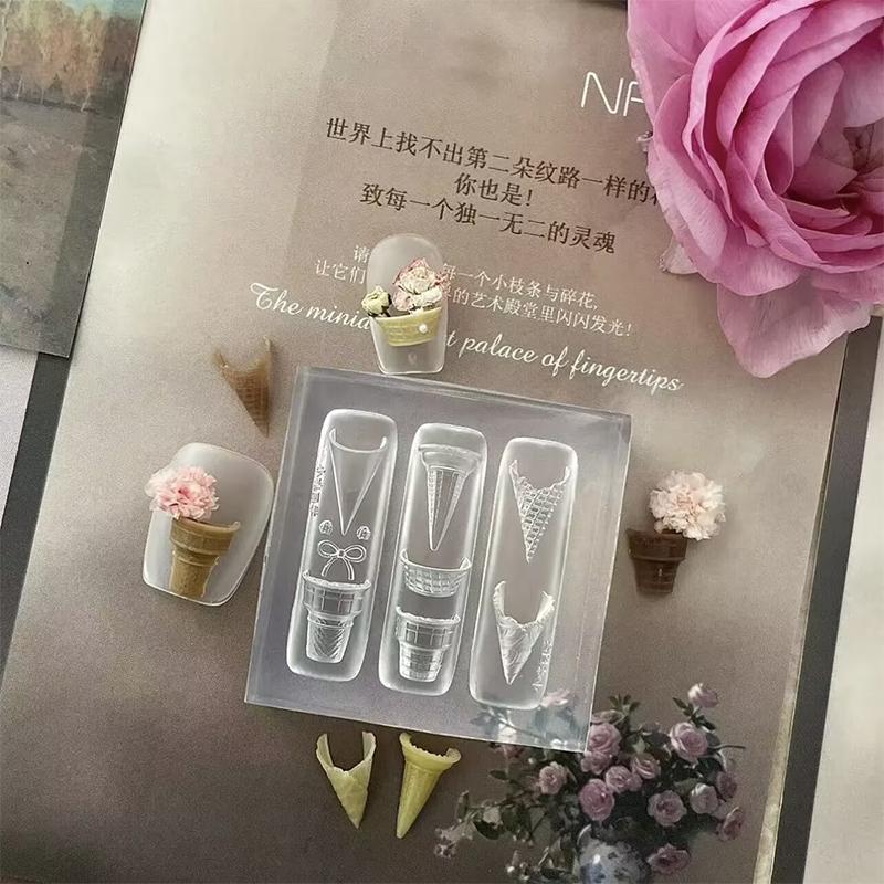 1 Stück Silikon Schleife Nagelkunstform Rosenblüten-Strauß-Stil Hochtransparent 3D-Nageldekorationen Nagelanhänger DIY Maniküreform