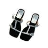2025 spring and autumn new Internet celebrity fashion high-heeled slippers women's outer wear temperament super fire square head word with sandals