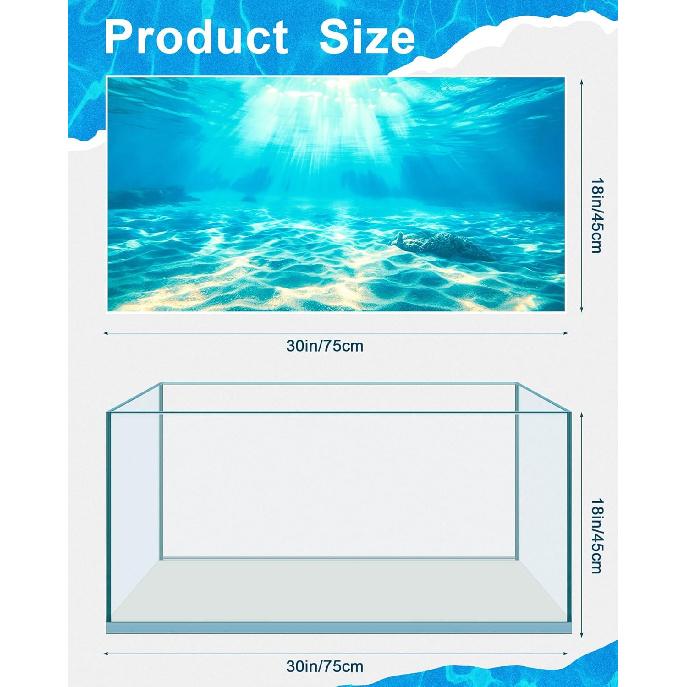 4 Pack Aquarium Background Polyester 30 x 18 Inch Cloth Fish Tank Background Undersea Corals Sunshines Rock Aquatic Plants Wallpaper with
