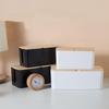 Wire Storage Box with Wooden Lid - Socket & Cable Organizer