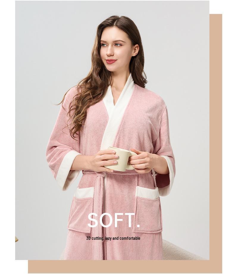 Unisex Towel Bathrobe - Four Seasons Style Yukata, Perfect for Hotel, Salon, Couples, and Women's Pajamas.