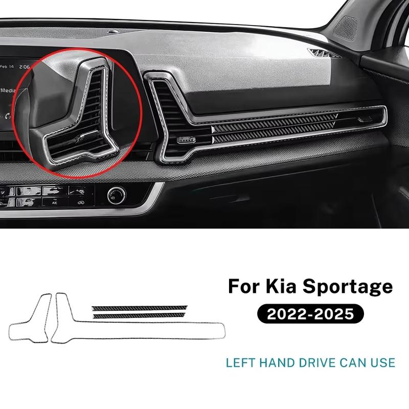 Real Soft Carbon Fiber Sticker For Kia Sportage   2024 2025 LHD RHD Car Air Outlet Frame Under Trument Panel Interior