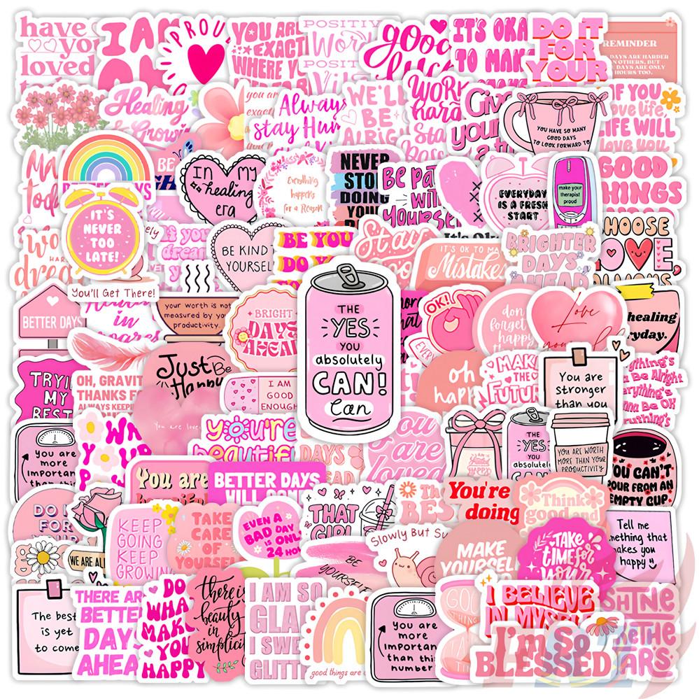 130Pcs/Set Pink Healing Phrase Mini Diary Manual Stickers DIY Scrapbooks Album Decor Decals Stickers