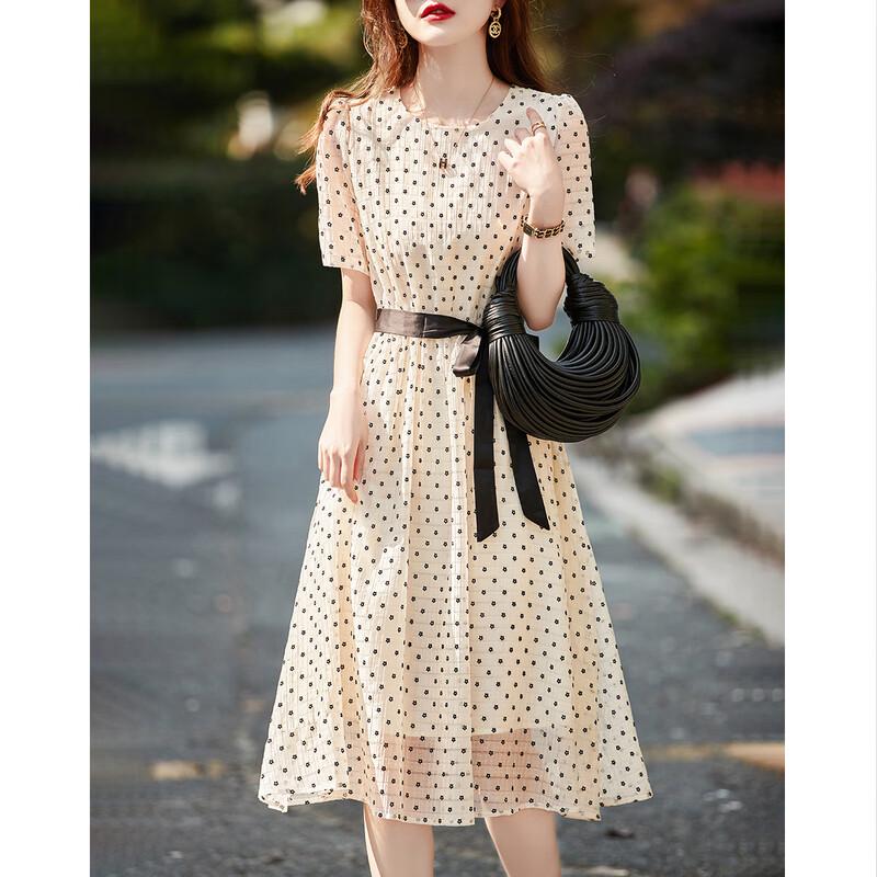 Demana Summer Puff Sleeve Flocked Floral A-Line Dress