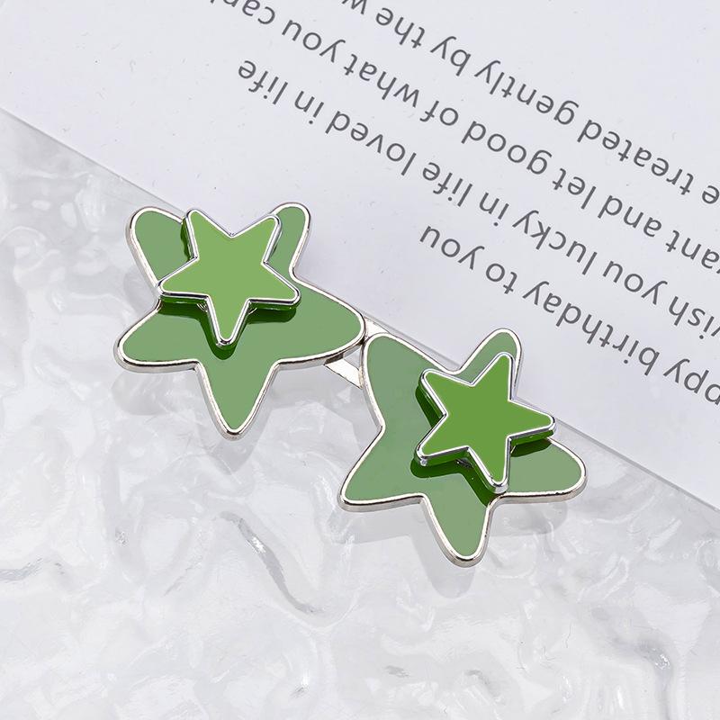 

1 Pair Women Adjustable Metal Star Belt Seamless Invisible Waistband Buckle Jean Waist Tightening Tool No Sewing Required зелений