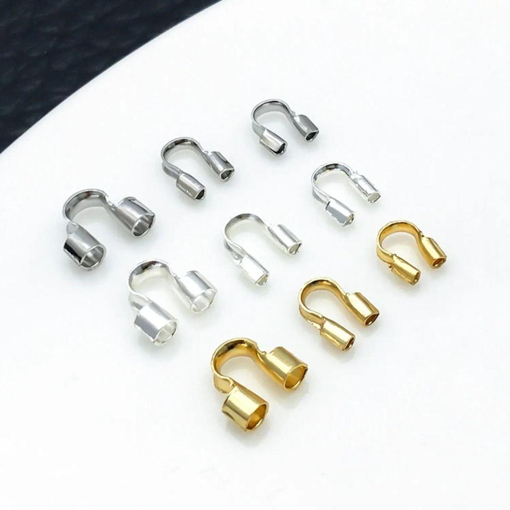 100Pcs Copper Wire Protectors Loops 14/18K Gold Plating U Shape Clasps Thread Protector  Jewelry