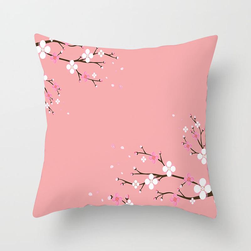 Peach Leather Velvet Fresh Pink Flower Pillowcase Home Sofa Pillow Cushion Cover Core-free
