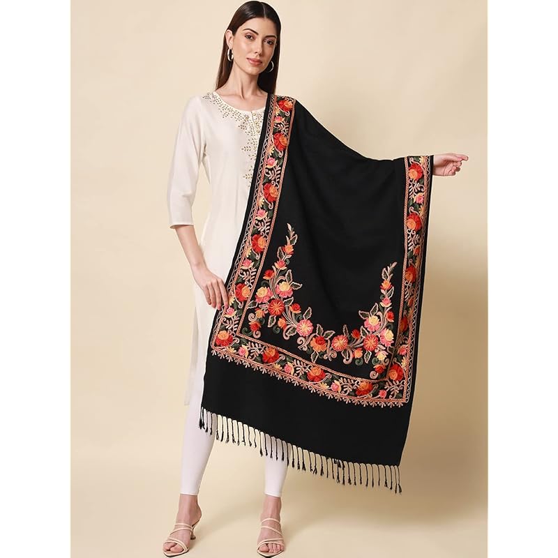 Women's khushnuma Kashmiri Aari Embroidery Stole (Size: 71X203 CM)