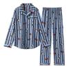 Men's Long Sleeve Striped Sausage Dog Pajamas - Pure Cotton, Spring/Autumn, Wearable Outdoors, Teen Sizes Available