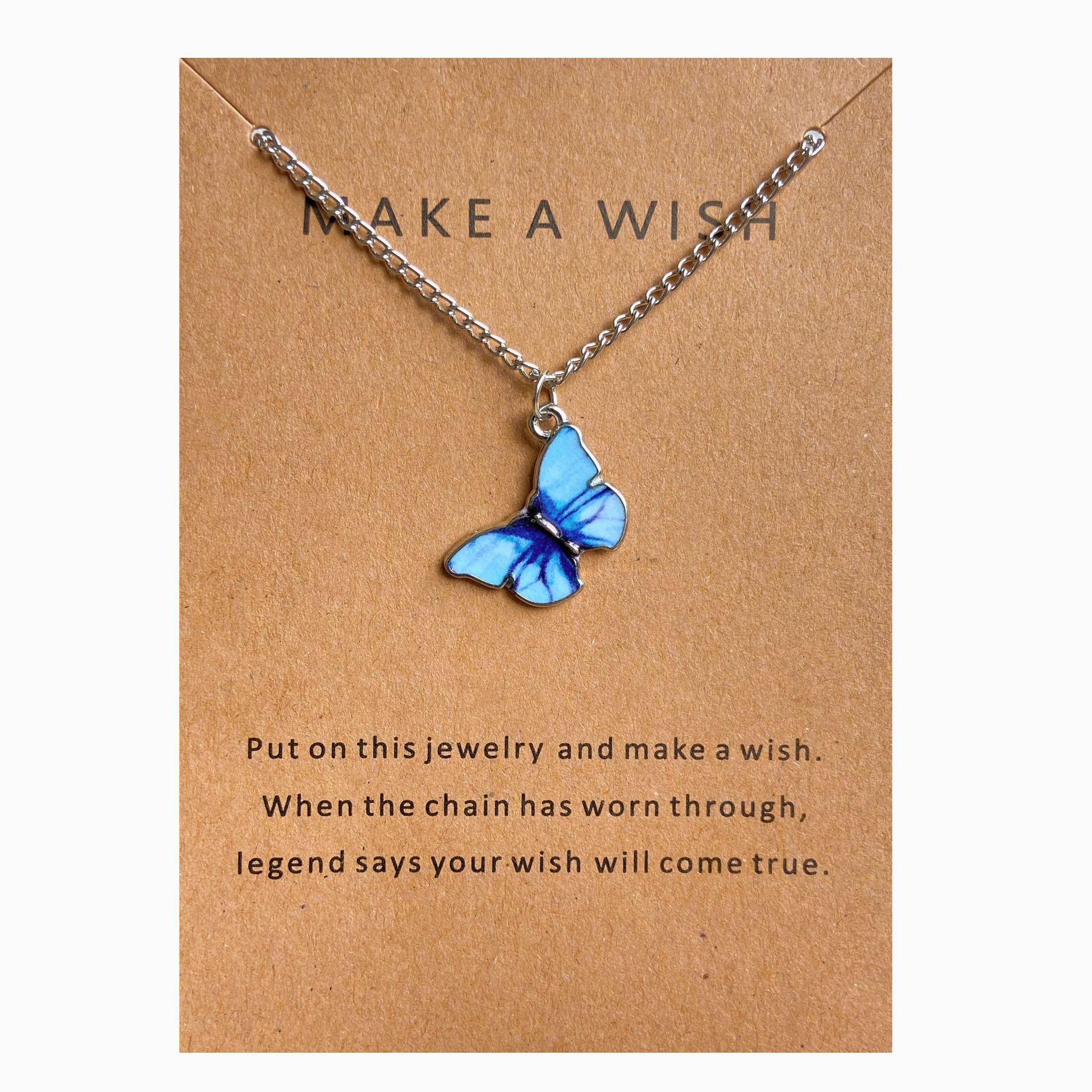 

European and American Hot-selling Bohemian Alloy Butterfly Pendant Necklace Pendant Set Collarbone Chain Jewelry Card Pack
