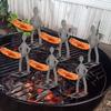 4x Funny BBQ Stands Dog Holders Gifts Roasting Sticks Hotdog and Sausage for Cooking