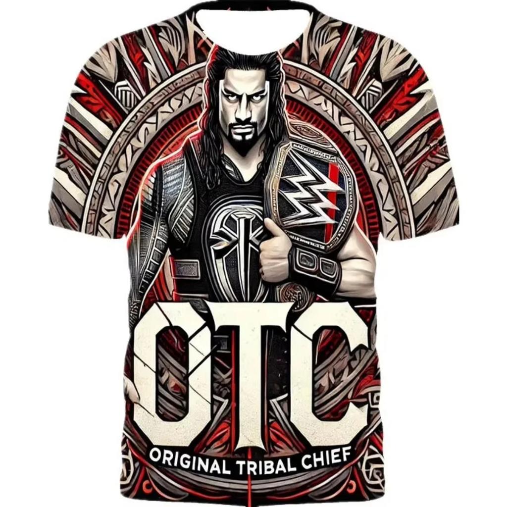 2025 Summer Men's New 3D Printed Roman Reigns Motorcycle OTC Men's T-shirt Street Casual Sports Fashion