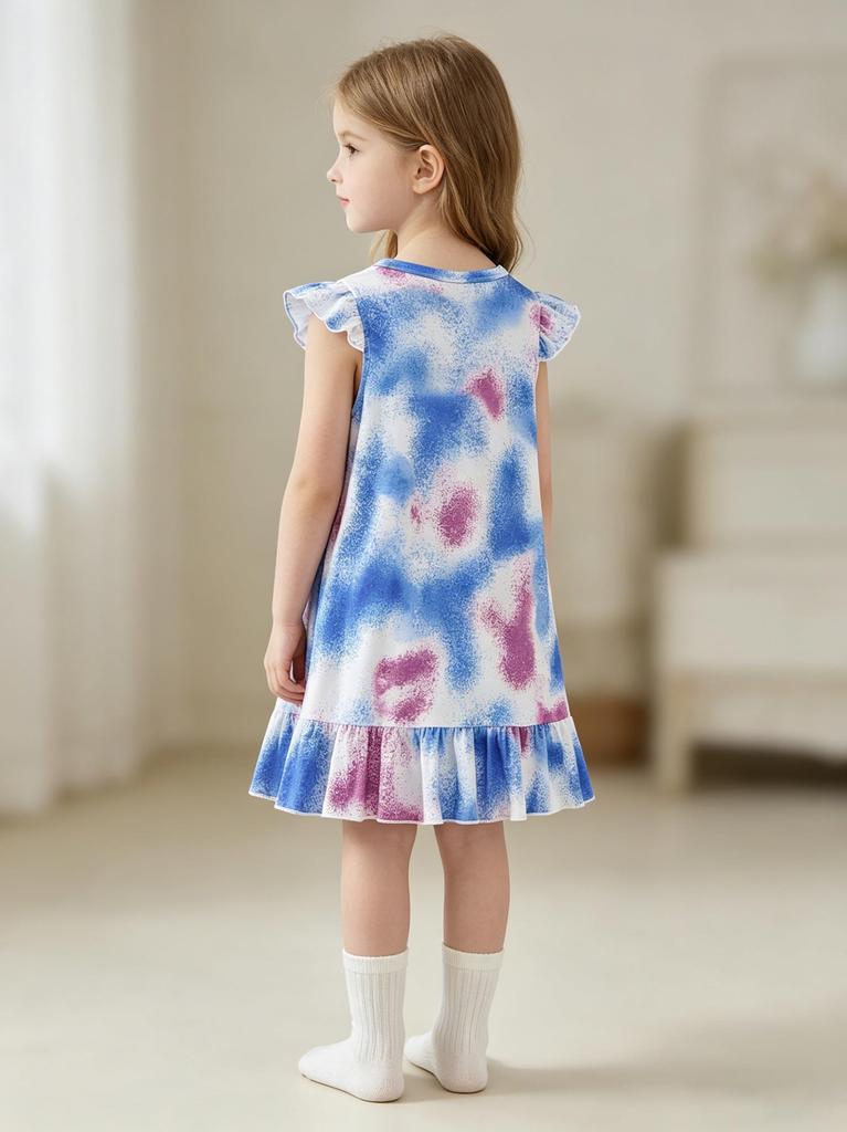 Little Girls Summer Dress, Cute Blue Unicorn Printed Soft Stretch Sleeveless Easter Dresses, Sundress for Kids 2-8 Year