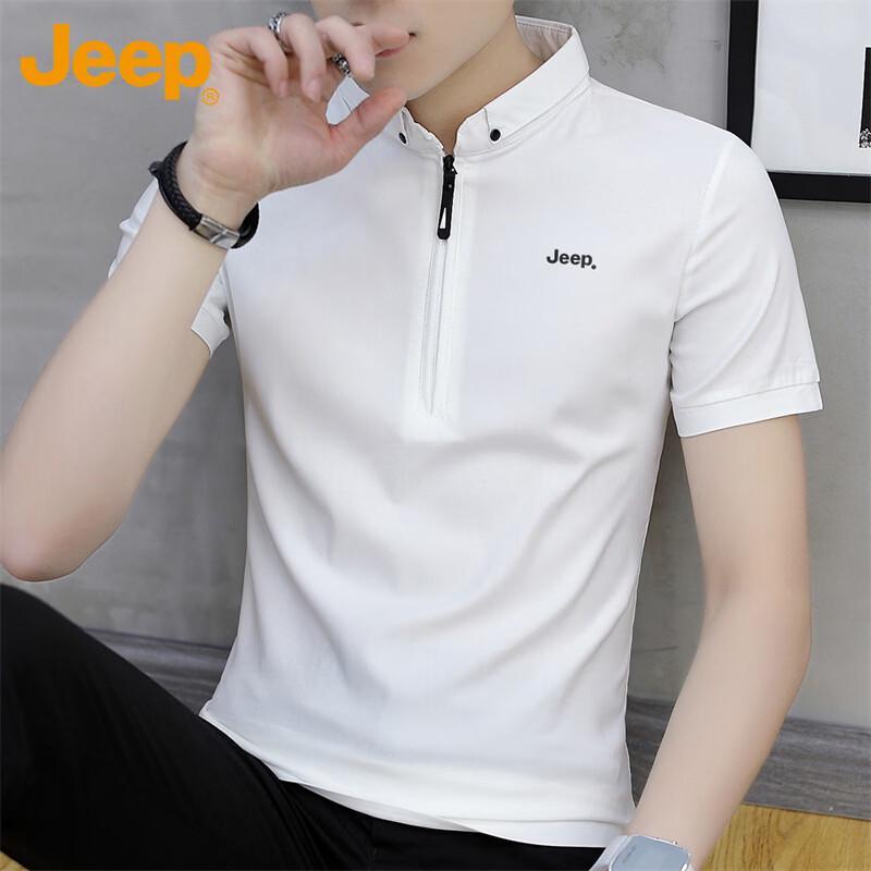 Jeep Men's Ice Silk Half-Zip Polo T-Shirt
