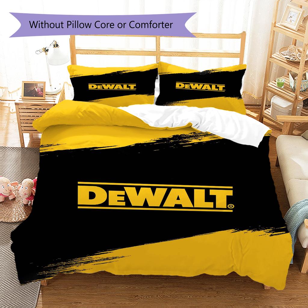 Dewalt Tool Pattern Bedding Quilt Set Quilt Cover Pillowcase Home Decoration Gift (1 * duvet cover + 2 * pillowcase, without core)
