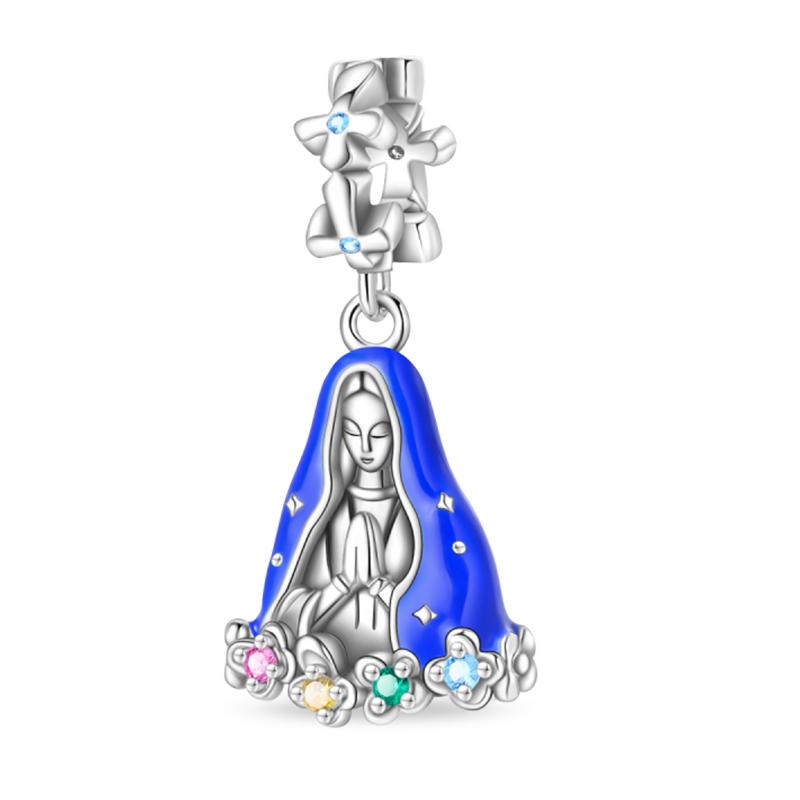 925 Silver Nossa Senhora Aparecida Dangle Cross Charms Pendants Fit Qikaola Bracelets DIY Jewelry For Women