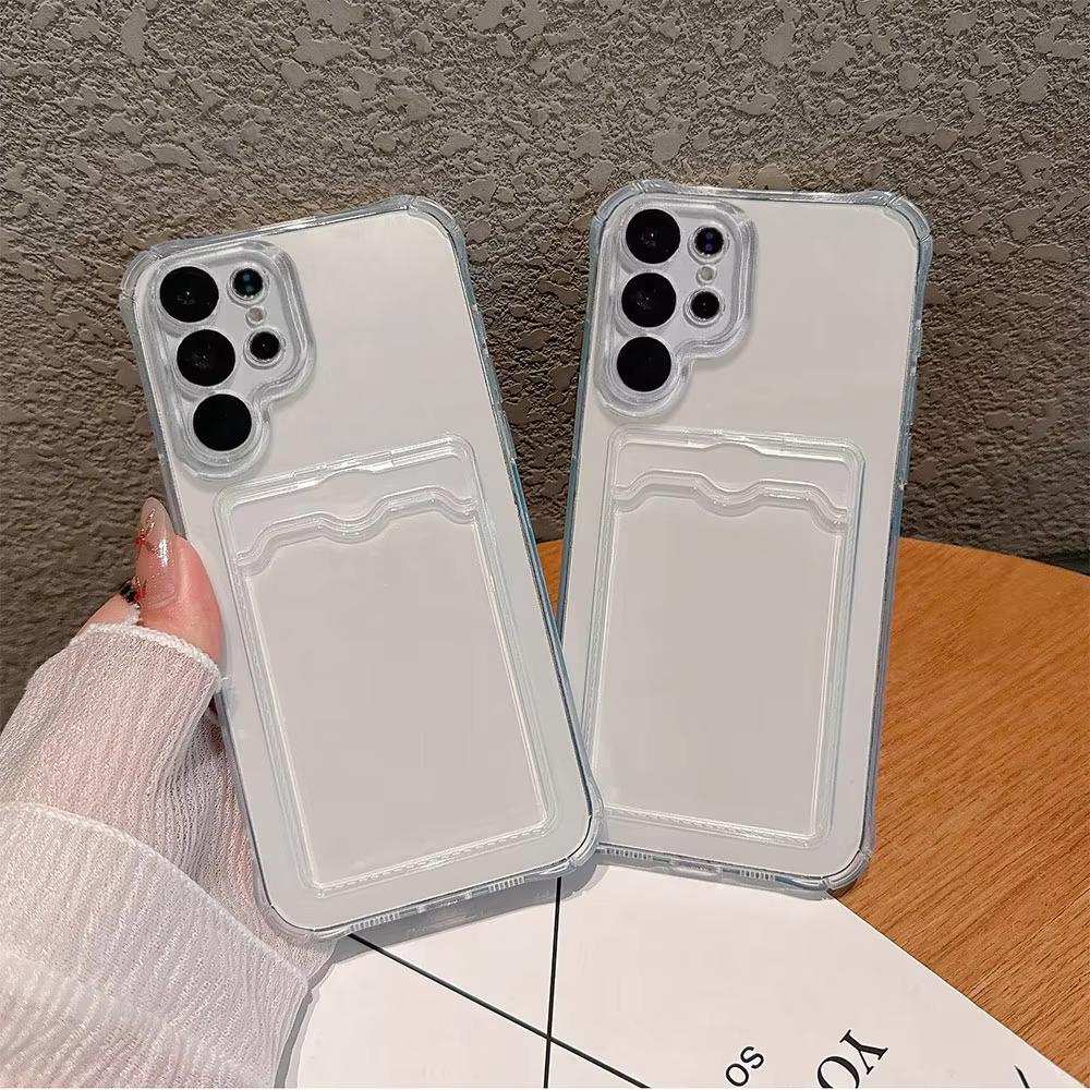 Card Holder Bag Transparent Case For Samsung A56 A36 A26 A16 A17 A07 A35 A55 5G A54 A53 A25 A71 A73 S26 Edge S25 Ultra S24 Cover