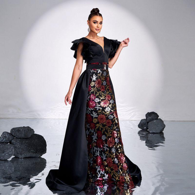 Макси Платье для Вечеринки День Рождения Длинное Вечернее Ночное Платье Формальное Платье Длинное Платье Black S