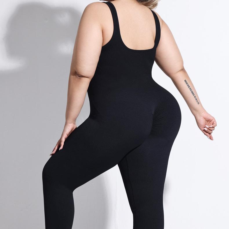 Plus size Gym Jumpsuit Dámský fitness oblek Sportovní kombinéza pro ženu Tepláková souprava Oblečení na jógu Elastická Velká velikost Cvičební sportovní oblečení