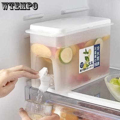 3500ml White Water Pitcher Jug with Faucet Lemon Juice Kitchen Drinkware Kettle Pot Cold Water Bottle