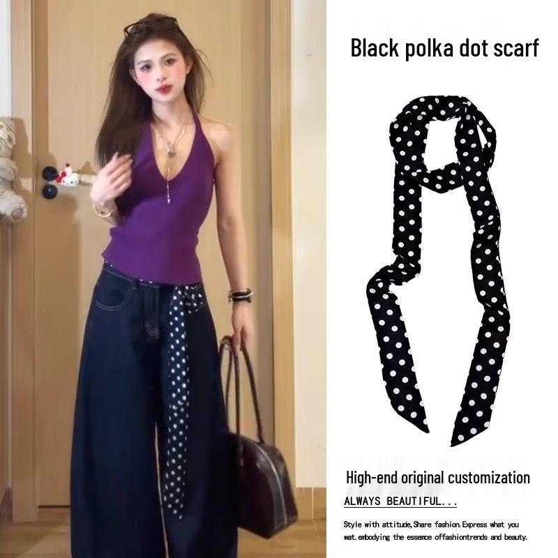 Leopard Print Belt Scarf Dual-Use Waist Chain Ribbon - Y2K Spicy Girl Style Accessory