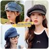 Hat Women's Spring and Summer Shade Sun Hat Washed Denim Beret Octagonal Hat